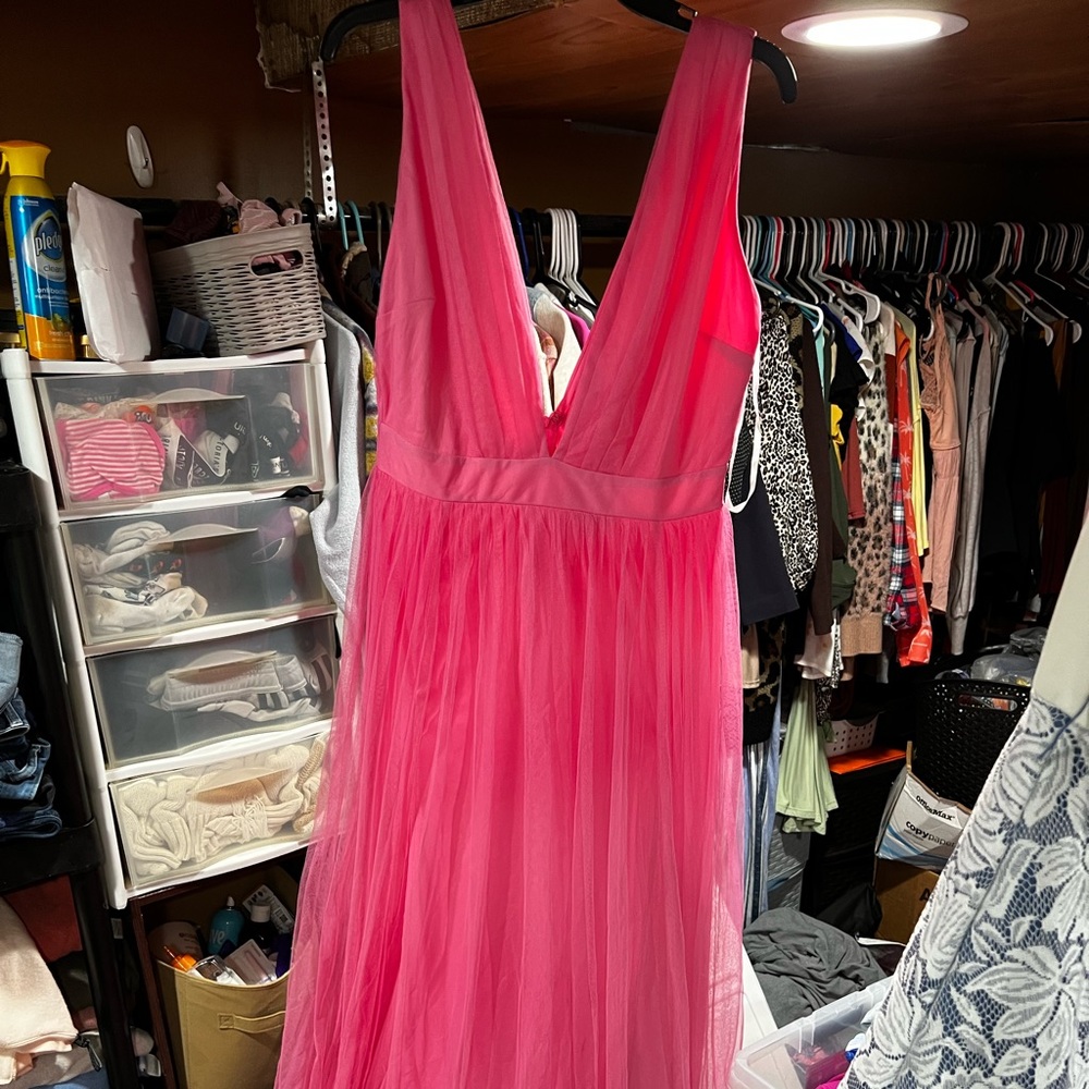 Long pink homecoming dress